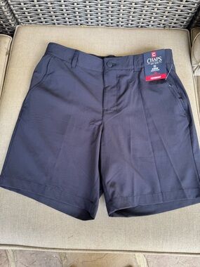 Chaps, Men’s Navy Flat Front, Performance Shorts, Size 33